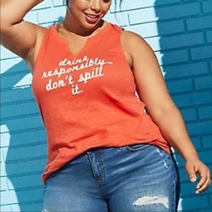 Torrid Tank NWT SZ 0X Drink Responsibly Shirt Sleeveless